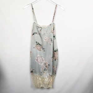 Free People Gray Floral Lace Slip Dress Satin XS